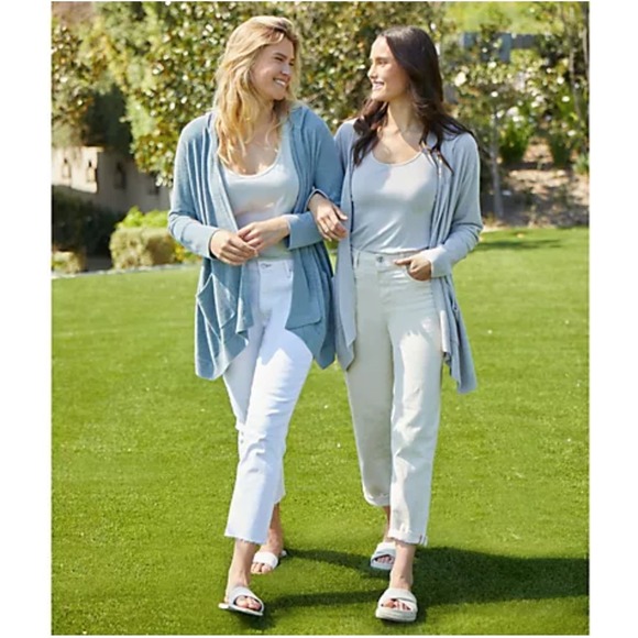 Barefoot Dreams Sweaters - Barefoot Dreams CozyChic Ultra Lite Hooded Cardigan Size Large